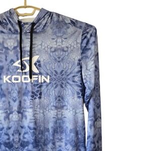 KooFin Men's Long Sleeve Fishing Hoodie‎ Blue Camo Performance Apparel